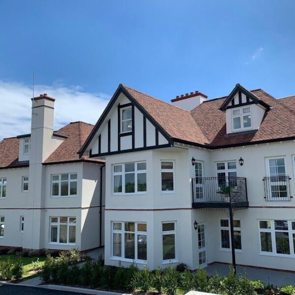Tudor-style house with newly completed tiled roof, Exeter